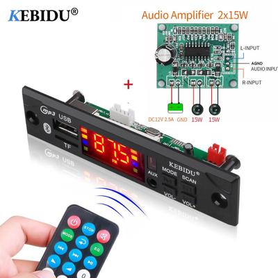 Kebidu Auto-Audio-Modul, Bluetooth, MP3-Decoder-Karte, Auto, hochwertiger Musik-Player, FM-Radio, WMA mit Fernbedienung, Verstärker, unterstützt USB, TF, AUX