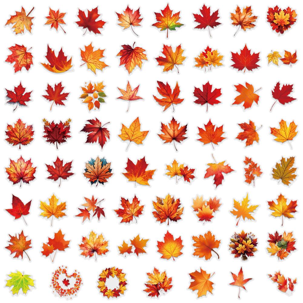 Maple Leaf Cartoon Stickers - 60 Sheets, Waterproof for Journals, Water Bottles, Laptops