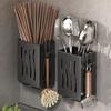 Wall Mounted Chopsticks Cage Black Cutlery Holder Multifunctional Drain Chopsticks Basket  for Home