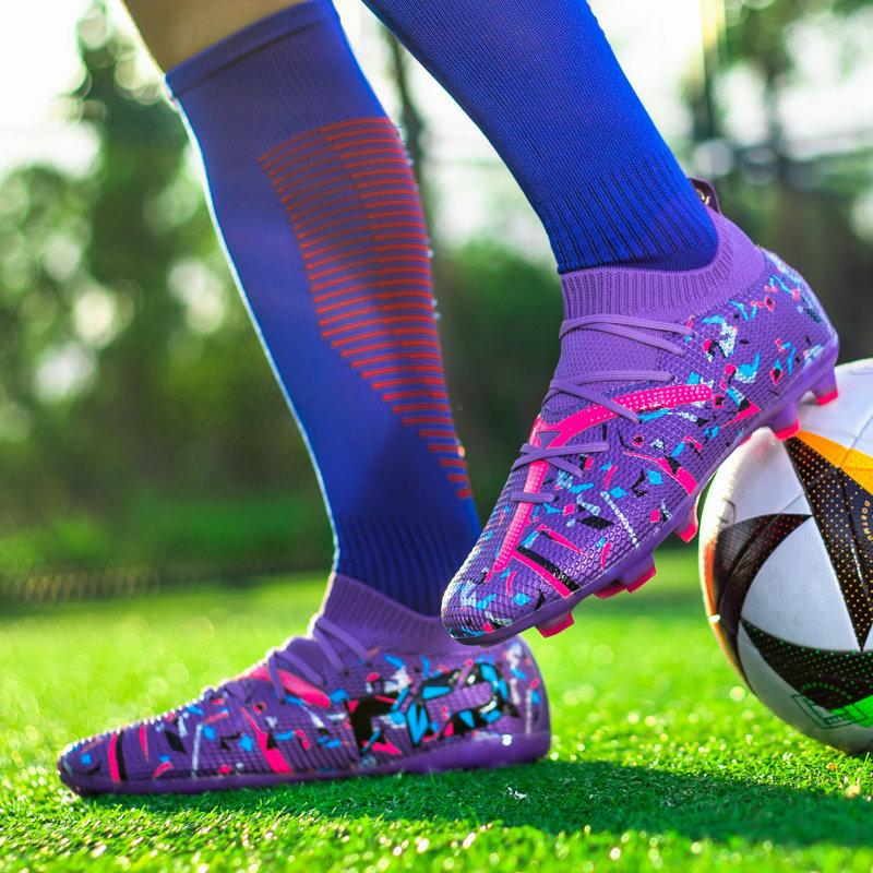 High Quality Purple Men's Football Shoes Outdoor FG/TF Non-slip Futsal Sneakers Man Original Professional Soccer Cleats For Men
