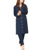 Nishiki Maternity Pajama Long Cotton Blend Jersey Front Long Adjustable Waist Nursing Wear Set, Sleeves, Knit, Opening, Length, Pants, (Navy