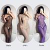 Temptation Silver Lurex See-Through Crotchless Bodystocking with Bandeau & Strappy Dress