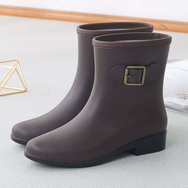 Waterproof Mid-Calf Rain Boots for Women Luxury Boots Warm & Durable Adult Female Waterproof Footwear with Anti-Slip Sole
