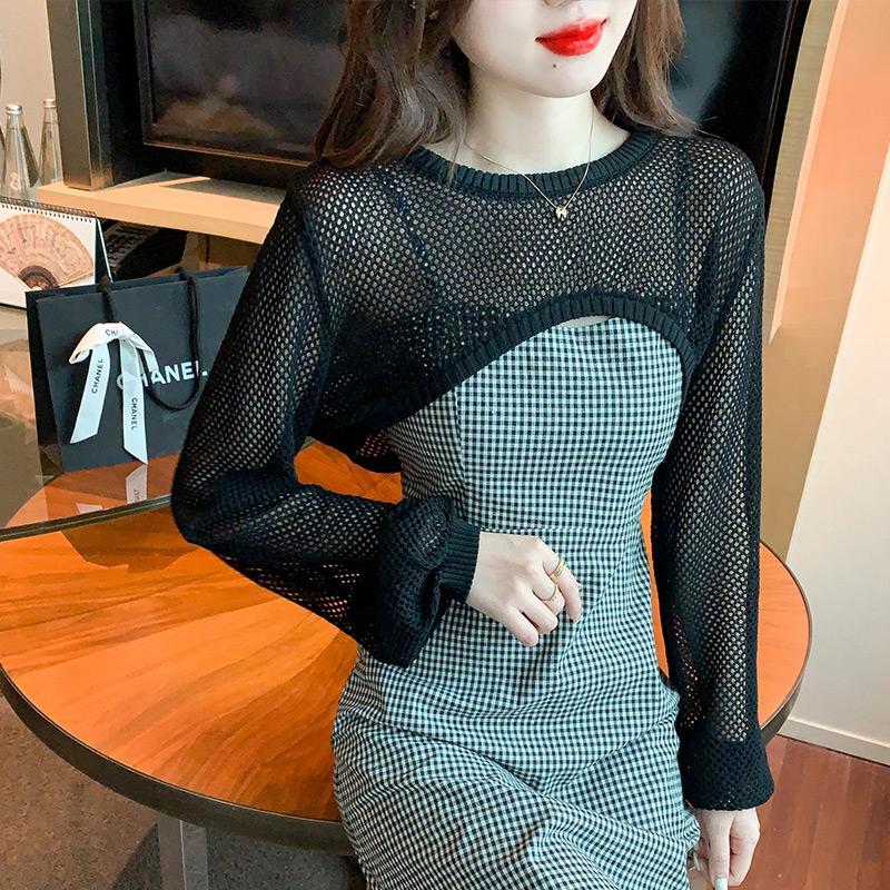 Hollow Out Shawl Jacket Women's Summer Versatile Thin Style Sun Protection Jacket Short Style Pullover Outer Top