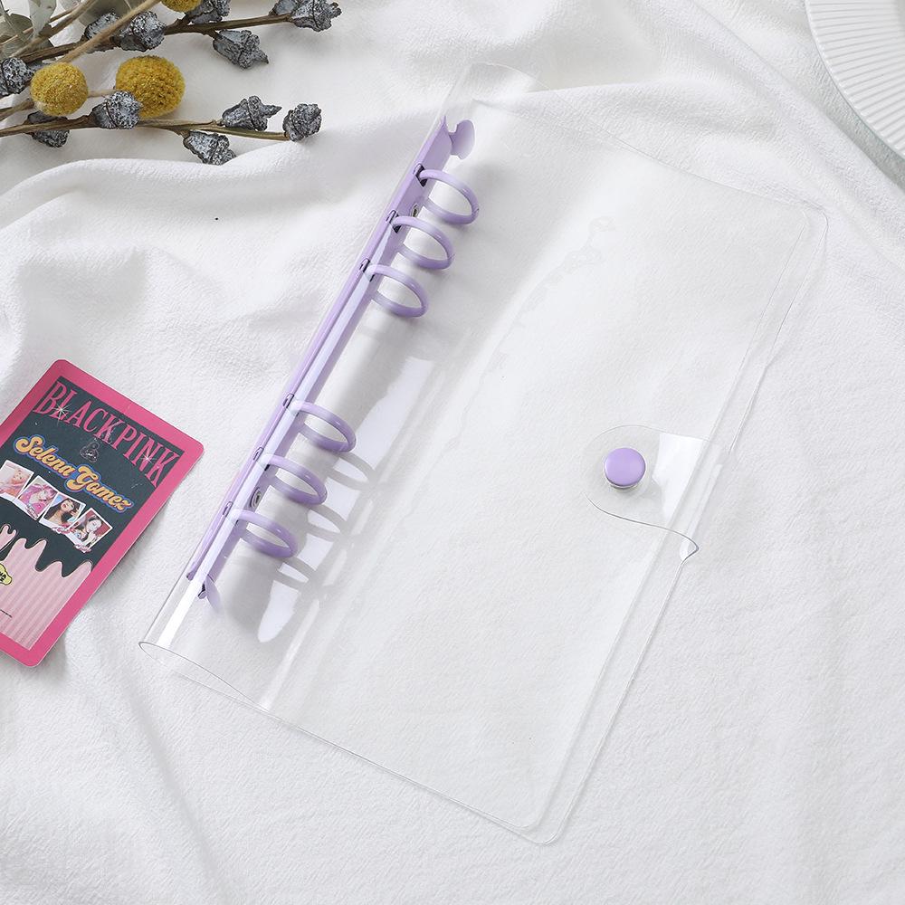Japanese A5/A6 Transparent 6-Hole Binder Notebook with Snap Button Cover