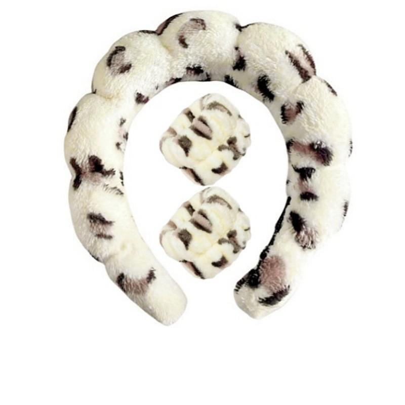 3PCS Spa Headband for Washing Face Wristband Set Sponge Makeup Headband Wrist Towels Bubble Hairband for Women Hair Accessories