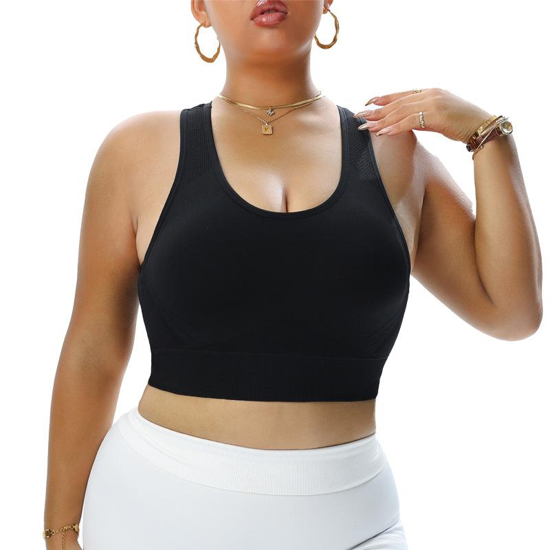 

Mesh Stacking Sports Yoga Bra Beauty Back Sports Underwear Running Shockproof Gathering Health Height Strength Tank Top Female XL чорний