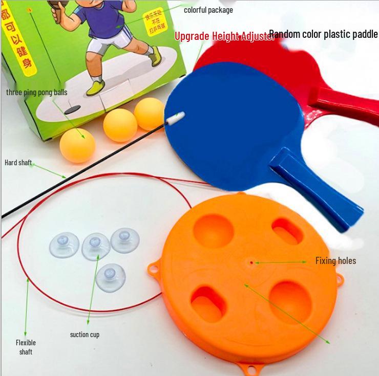 Suction Cup Table Tennis Trainer: Elastic Soft Shaft Practice Tool for Children & Adults.