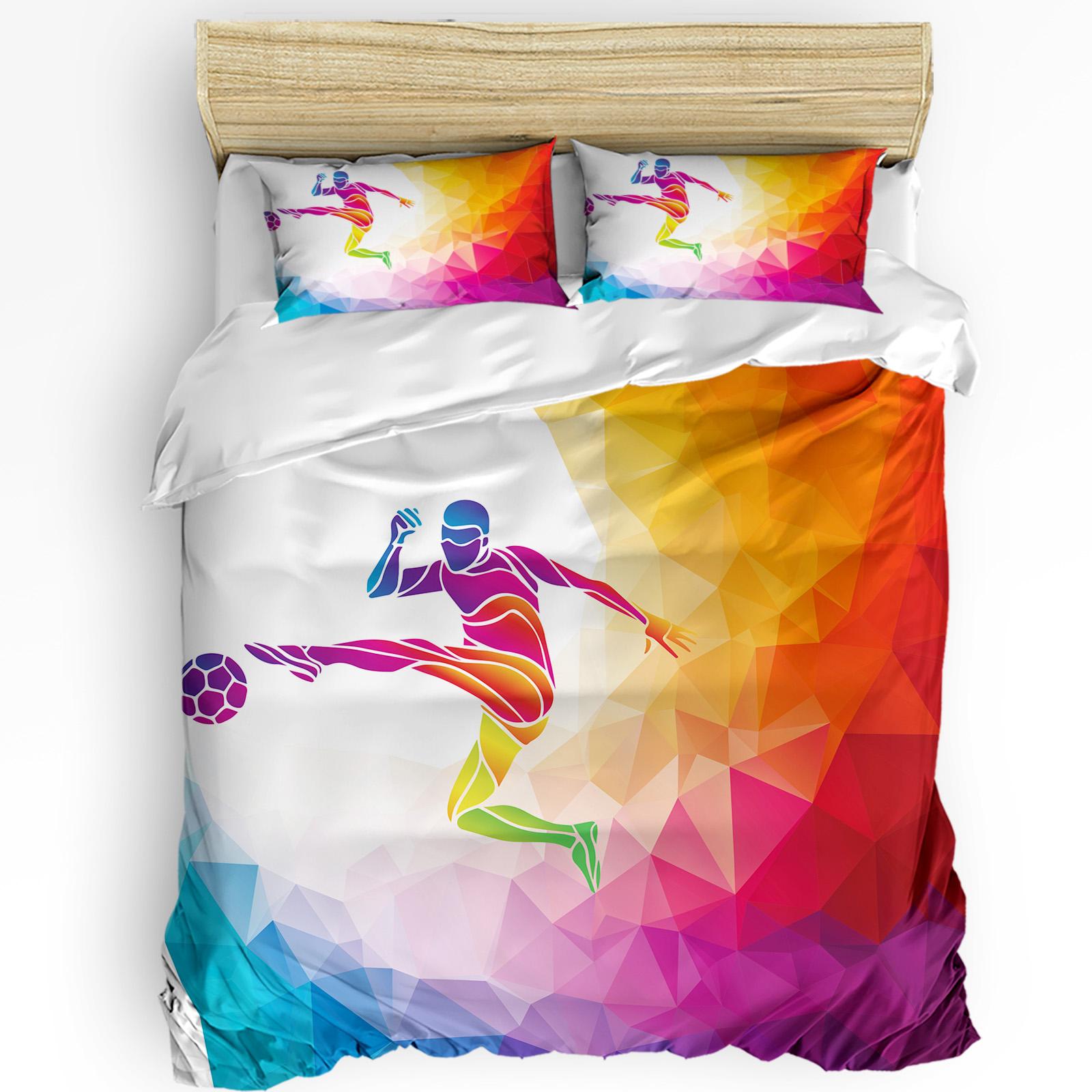 

3pcs Beding Set Socer Bals Fotbal Field Home Textile Soft with Soft Fabric Duvet Cover Pilow Case Boy Kid Ten Girl Beding Covers Set 135*200cm Eu-Single