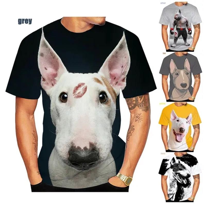 Új Divat Bullterrier 3D Nyomtatott Férfi és Női Póló Alkalmi Kutya Bullterrier Utcai Ruha Harajuku Rövid Ujjú Méret XS-6XL