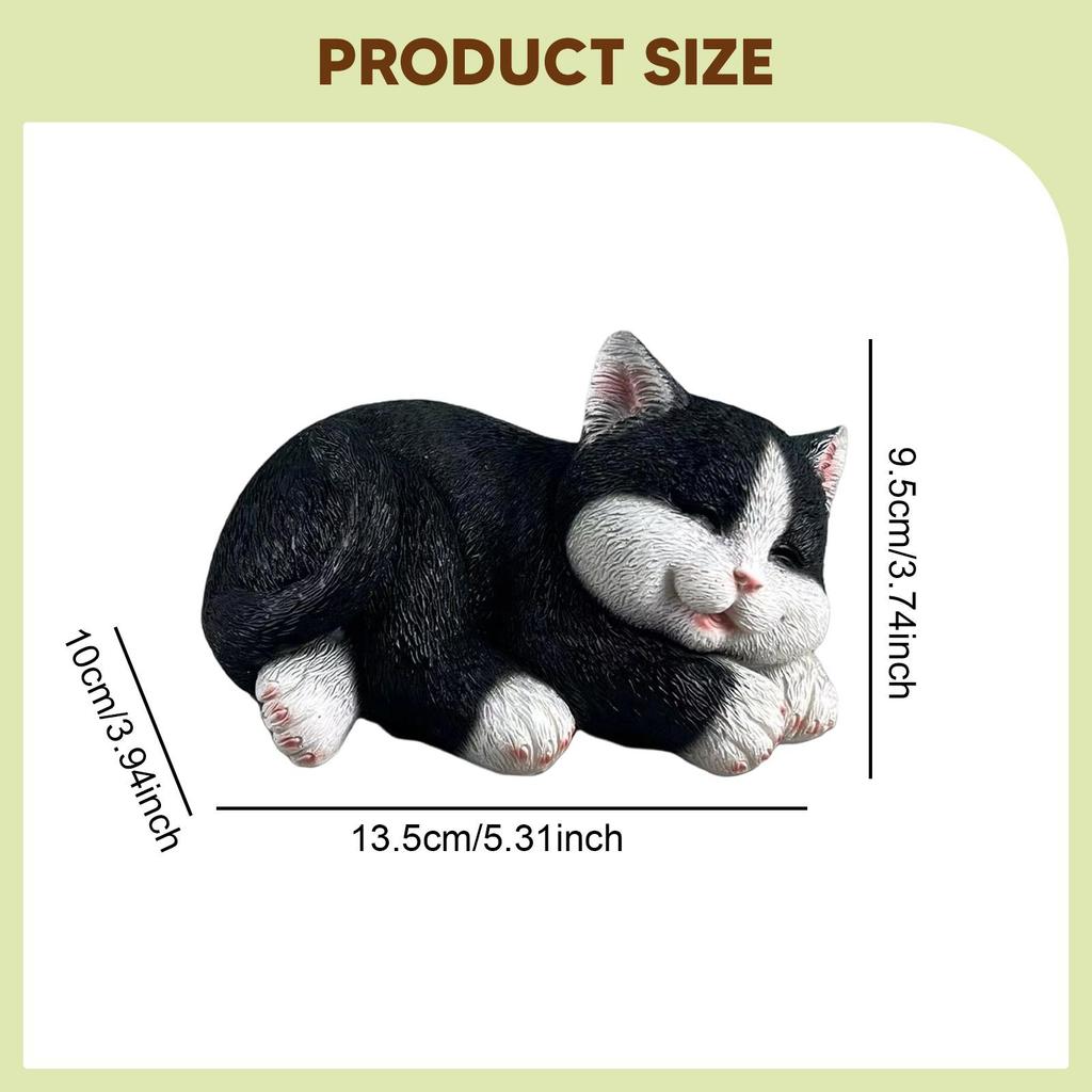 Cat Figurine Art Crafts Decorative Garden Statue for Shelf Outside Landscape