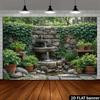 Natural stone fountain backdrop, featuring ivy climbing boards and double-tiered fountain, for indoor/outdoor decoration