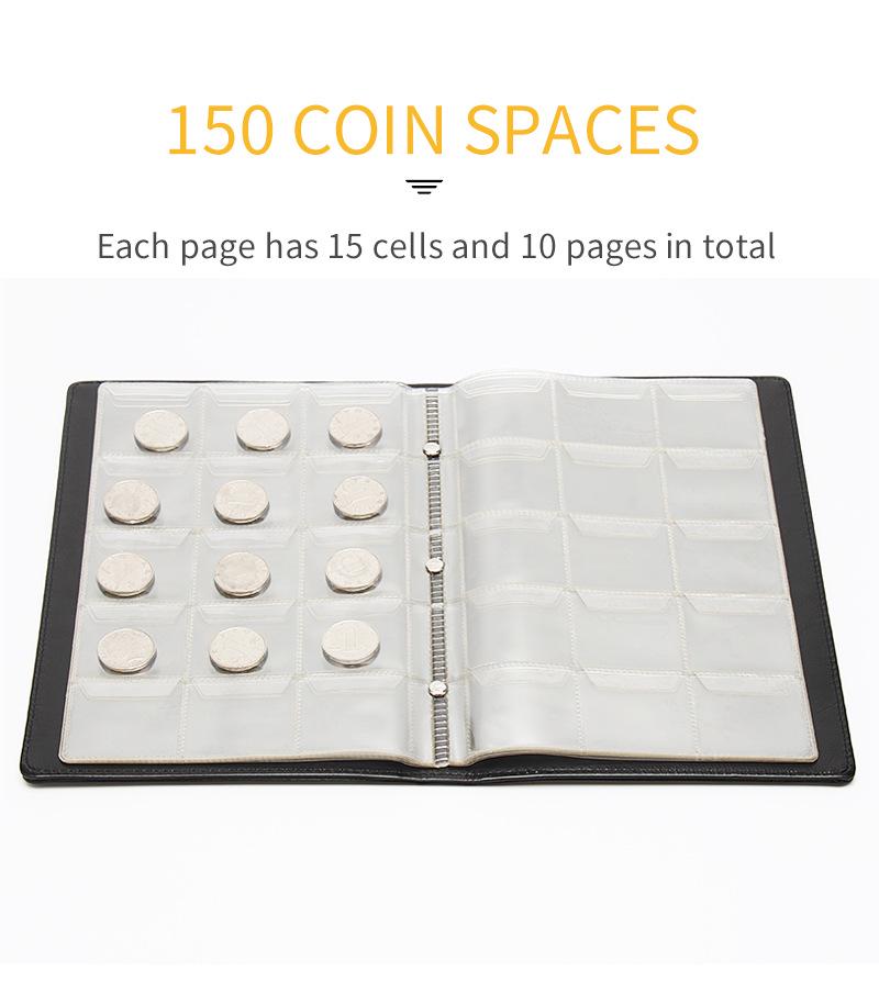 PU Leather Large Coin Album - 150 Slots for Ancient Coins, Silver Dollars, and Commemorative Coins.