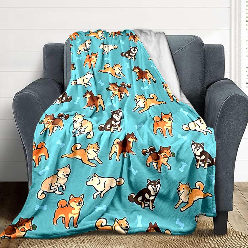 1pc Dogs Bones Lightweight Flannel Blanket, Comfortable and Warm Blanket, for Office and Camping Sofa Bed, Livingroom201