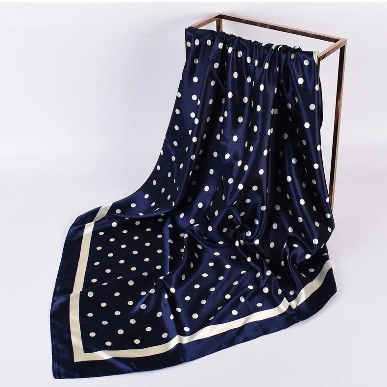 Head Scarf Women Luxury  90X90Cm Silk Square Scarf Satin Bandana Cheveux Soft Neckerchief Hijab Hair Scarves For Ladies