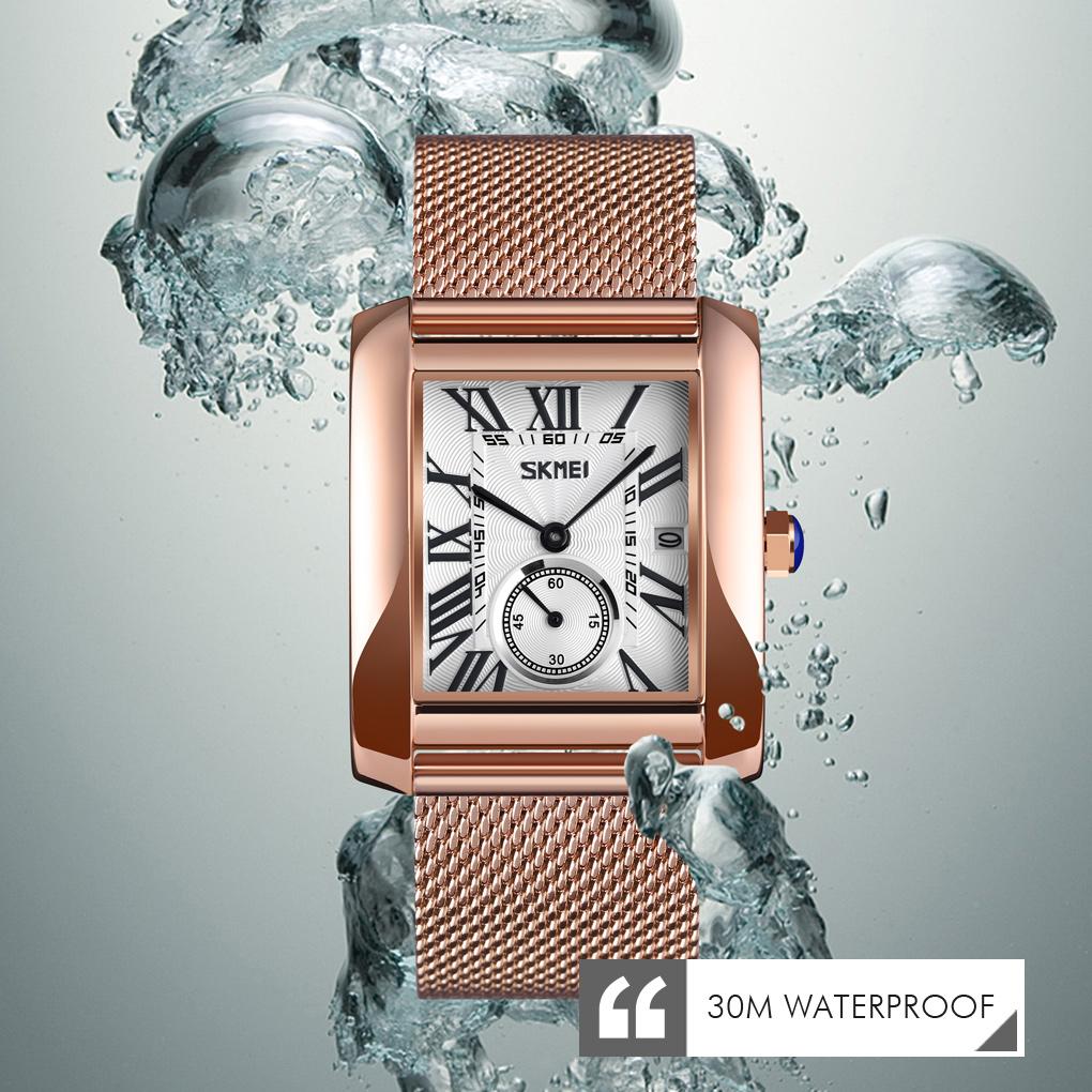 Skmei Top Luxury Brand Fashion Business Men Watch Complete Calendar Waterproof Stainless Steel Mesh Belt Men Simple Style Analog Quartz Watch