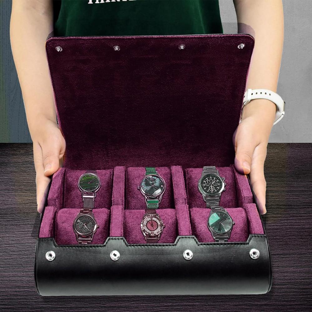 Watch Travel Case - for Men - for Women -New Watch Roll Travel Case Organizer Display - Watch Case - 6 Slots Watch Box Organizer