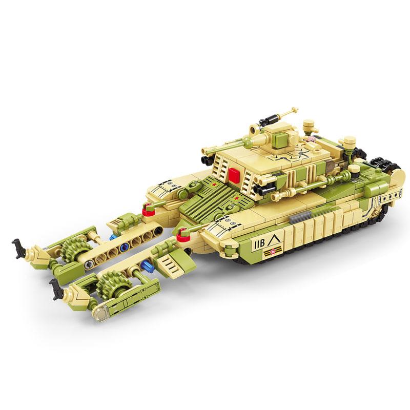KAZI New Armored Minesweeper Tank 8 In 1 Assembled Building Block Toy Small Grain Gift for Children and Boys