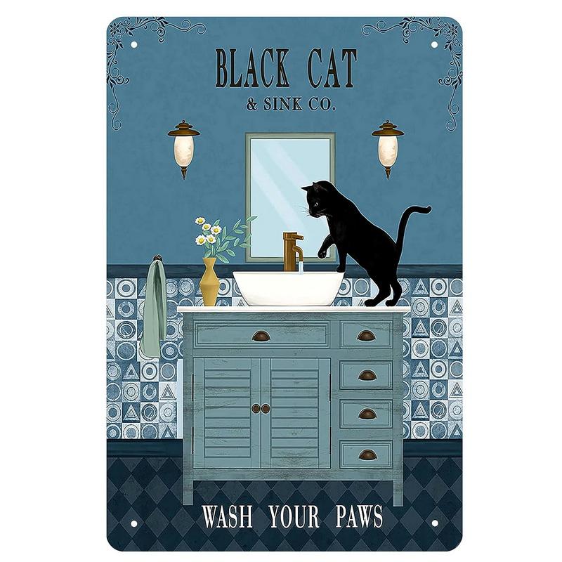 Funny Cat Decor Metal Tin Signs I Do What I Want  Cute Cat Funny Metal Posters Wall Art Decor Signs for Bathroom, Garden, Home