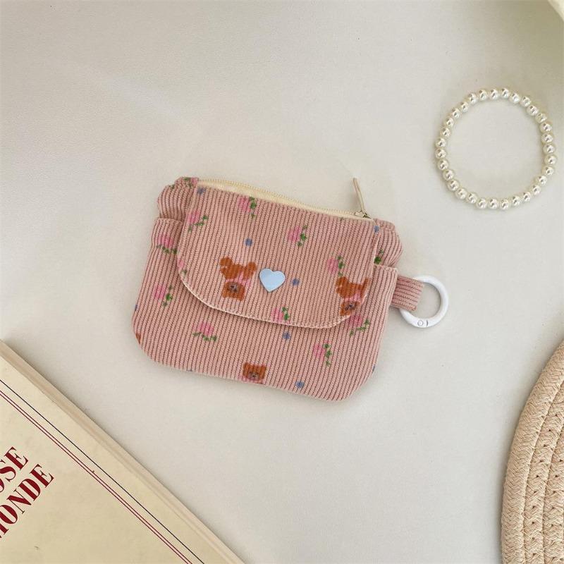 Cute Cartoon Floral Quilting Document Storage Bag Card Wallet Coin Purse ID Card Holder Driver's License Holder Badge Holder