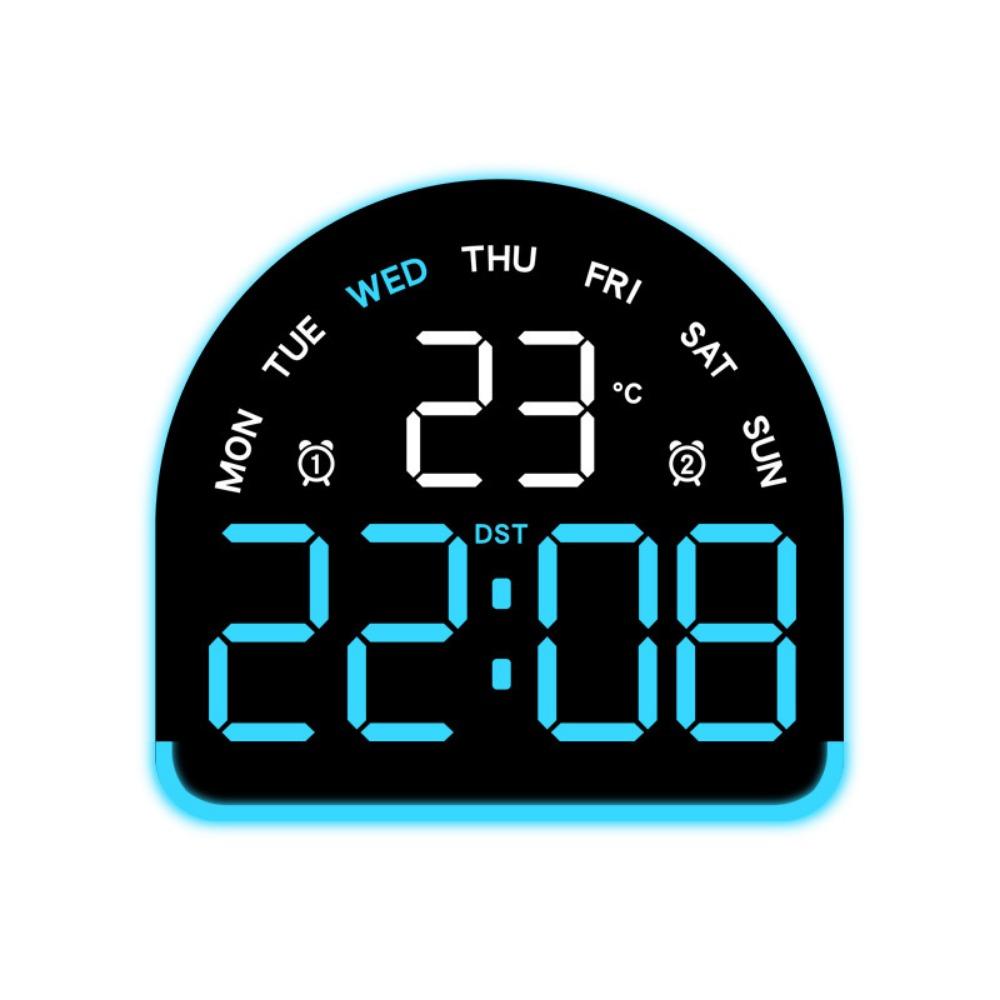 Temperature Display Digital Alarm Clock Ambient Light Desktop Clock LED Clock  Bedroom Use Black shell blue LED