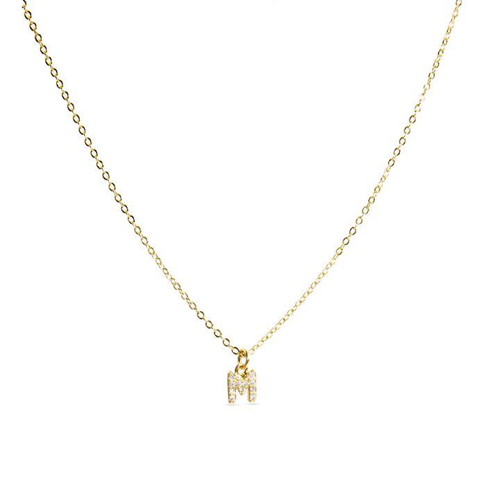 Luxenter Halskette mit glänzendem Zirkonia, 18 Karat Goldfinish - Buchstabe M
