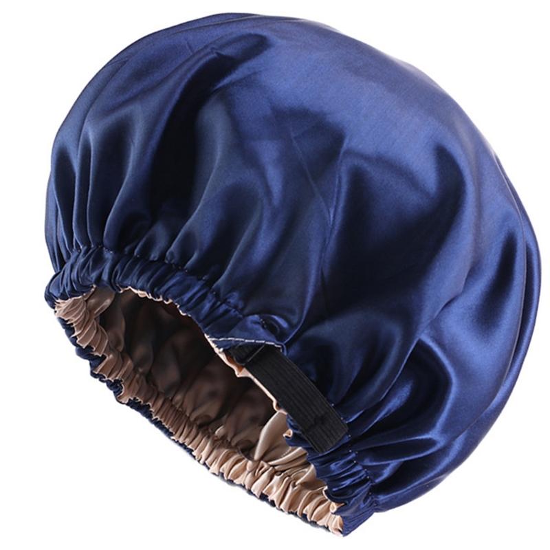 Satin Bonnet Beanie Hat Double Layers Satin Dome Cap for Head Wrap Cover with Neat Stitches Invisible Elastic Band