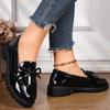 Women's Patent Leather Bow Loafers, Mary Jane Style Slip-On Flats, Plus Size Spring Fall Shoes