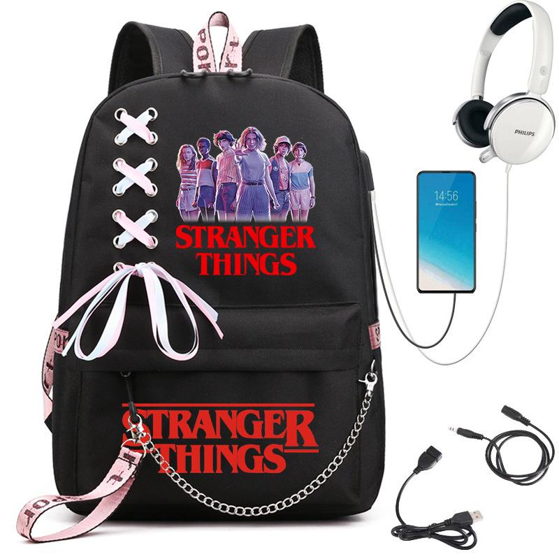 Stranger Things Peripheral Printed Backpack Large Capacity College Style Student School Bag
