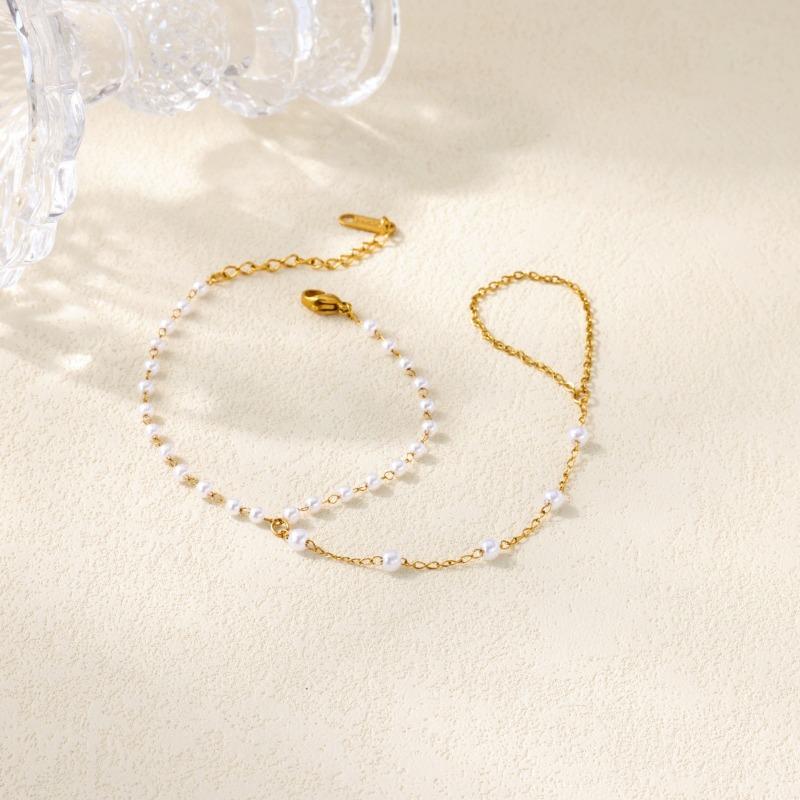 

Стиль Мода Золотой Браслет Цепочка на Палец Интегрированная Жемчужина Нержавеющая Сталь Ювелирные Изделия Женские