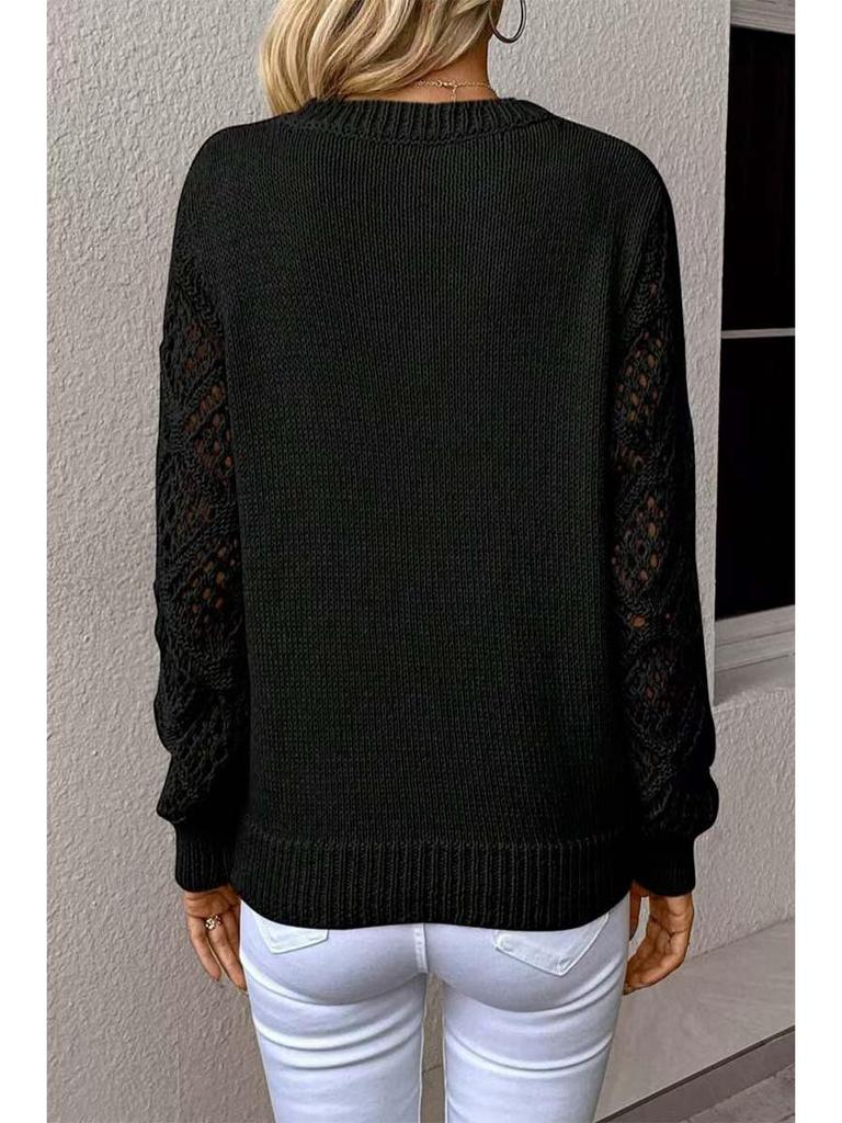 Spring/Autumn Women's Long Sleeve Hollow Knitted Pullover Sweater