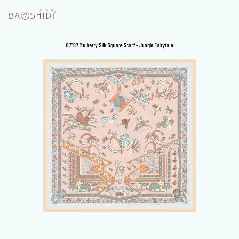 Baoshidie Jungle Fairy Tale 100% Mulberry Silk Scarf