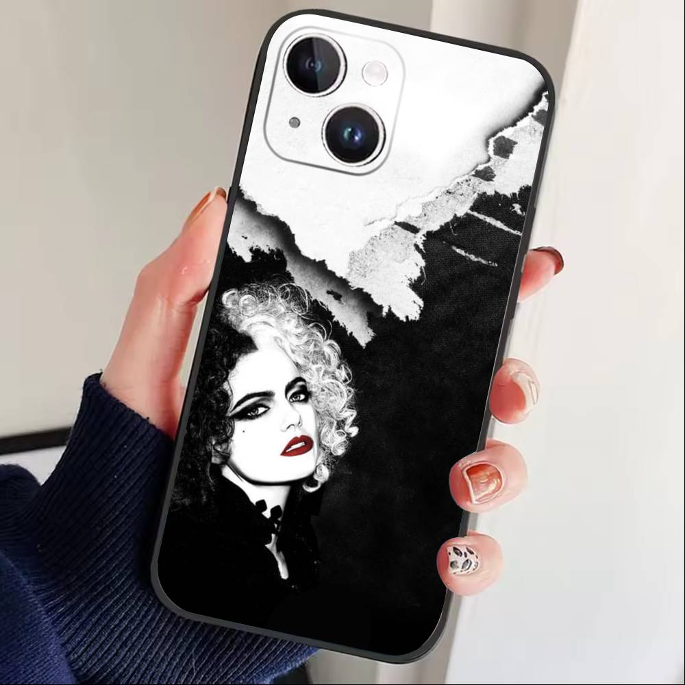 

C-Cruella D-De Vil Phone Case For iPhone 17 16 15 14 13 12 Max Plus Silicone Black Cover iPhone12PRO