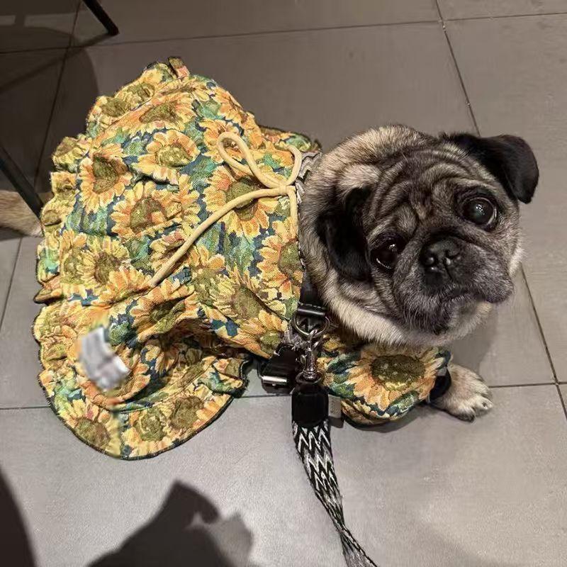 

Oil painting little princess pet clothes teddy autumn dress skirt medium and large dog puppet cat dress princess dog skirt XS chest 30 back 20 about 1.5kg