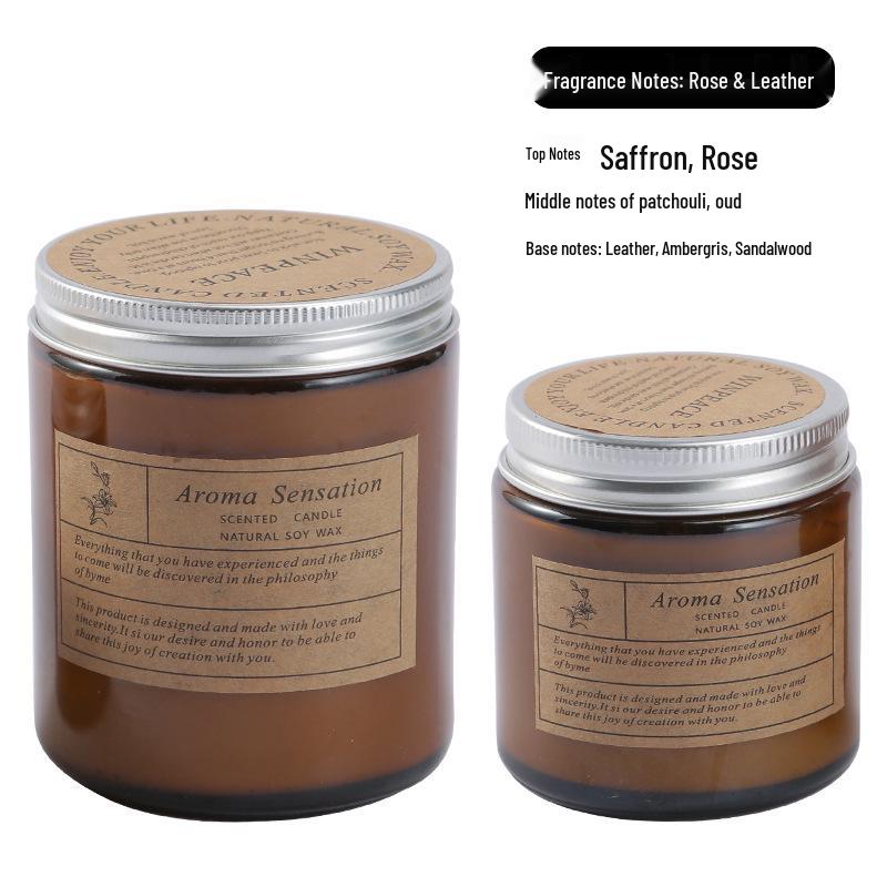 Handmade Soy Wax Aromatherapy Candle in Glass Cup - Smokeless, Romantic, Lightly Fragrant Holiday Souvenir 100g