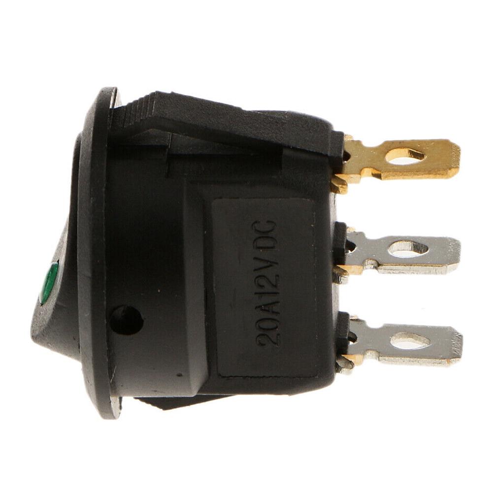 Plastic + Metal Switch Round 20Amp Car 3 Pin Rocker