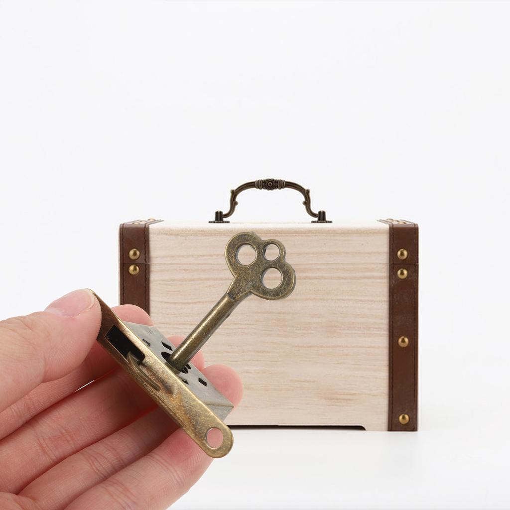 1 Set Bronze Hidden Lock For Jewelry Box Cabinet Drawer Zinc Alloy Security Latch Vintage Style Lock Key Secure Storage