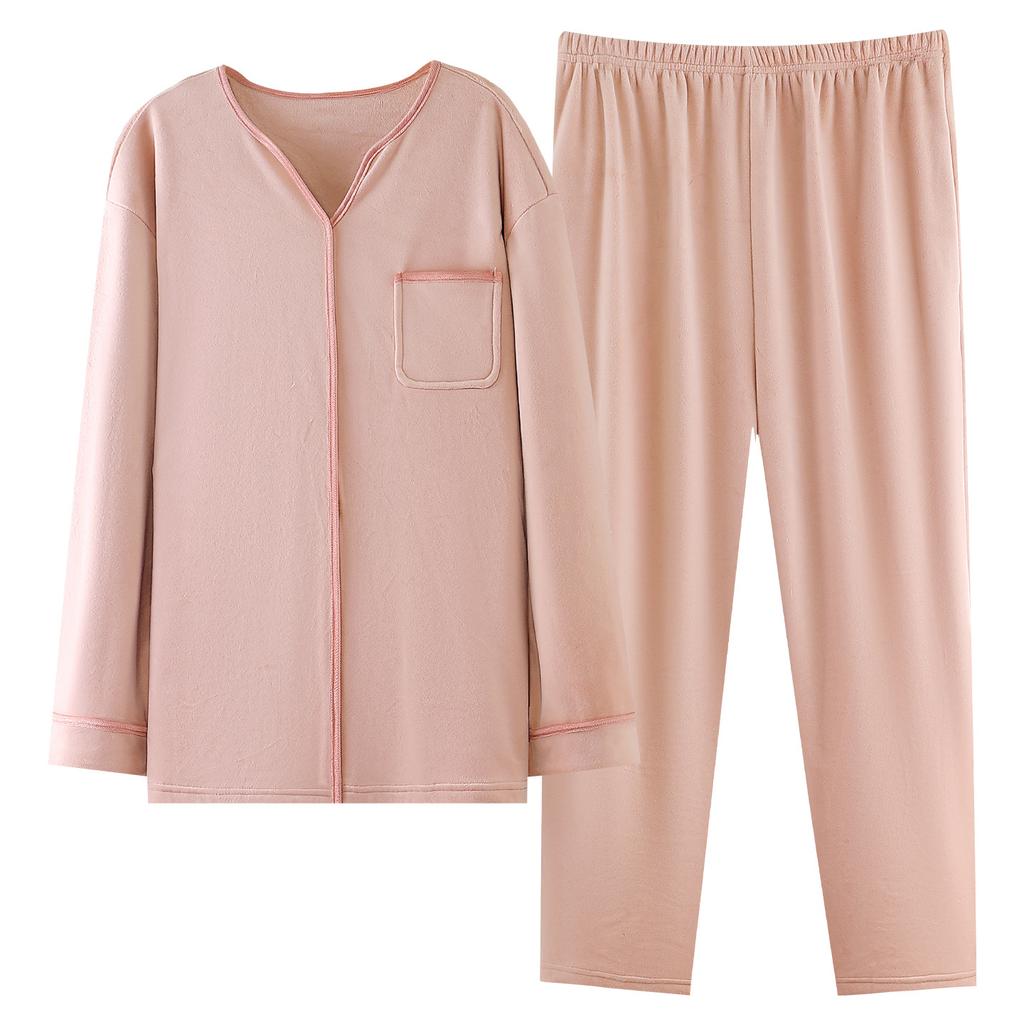 Pajamas Ladies Autumn And Winter Island Fleece Warm Long Sleeve Winter Thin Fleece Coral Fleece Loungewear Set