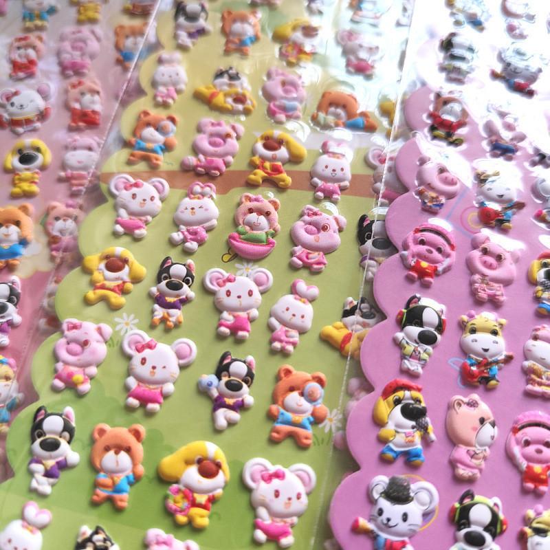 4 Pcs Cute Little Animals EVA Bubble Stickers - Multiple Styles of Adorable Cartoon Decor, Perfect for Scrapbook Diary Notebook