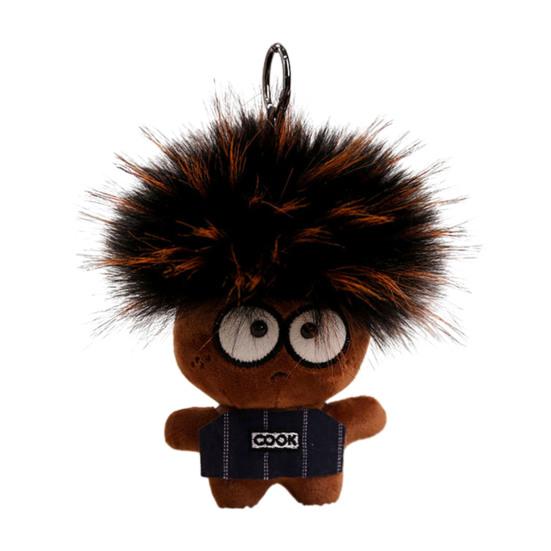 Funny Plush Keychain Cute Bag Charms with Pom Pom Hair Soft Stuffed Keyrings for Handbag Backpack Purse Accessory