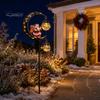 Christmas Pathway Lighting Santa Garden Stake Light, Solar Powered Crescent Moon Lamp, Double Outdoor Festive Ground Stakes Glass Globes, Waterproof