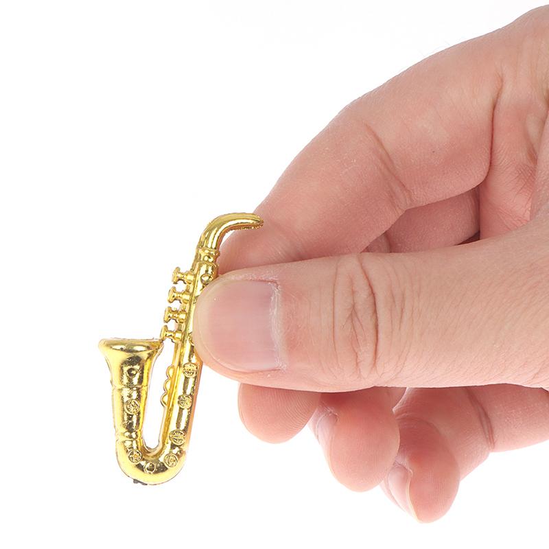 24Pcs/Set Mini Golden Trumpet Saxophone Wind instruments Doll Musical Instrument for Dolls Music House Bar Doll Accessories