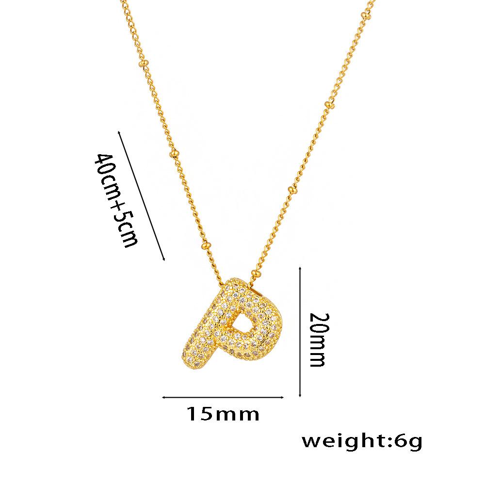 Fashion 26 Bubble Letter Initial Pendant18k Gold Plated Micropaved Full Zirconia Stone Chain Couple Necklace Women Jewelry