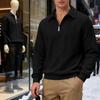 2026 Men's Heavyweight Textured Lapel Zip Polo Sweatshirt for Spring/Autumn