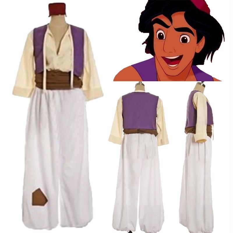 Enchanting Mens Adult Prince Aladdin Cosplay Costume Outfit With Elegant Hat