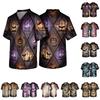 Herren Halloween Print Medizinische Kasack-Oberteil V-Ausschnitt mit Bindeband Taschen Bequeme Passform Tägliche Arbeitskleidung für medizinisches Fachpersonal