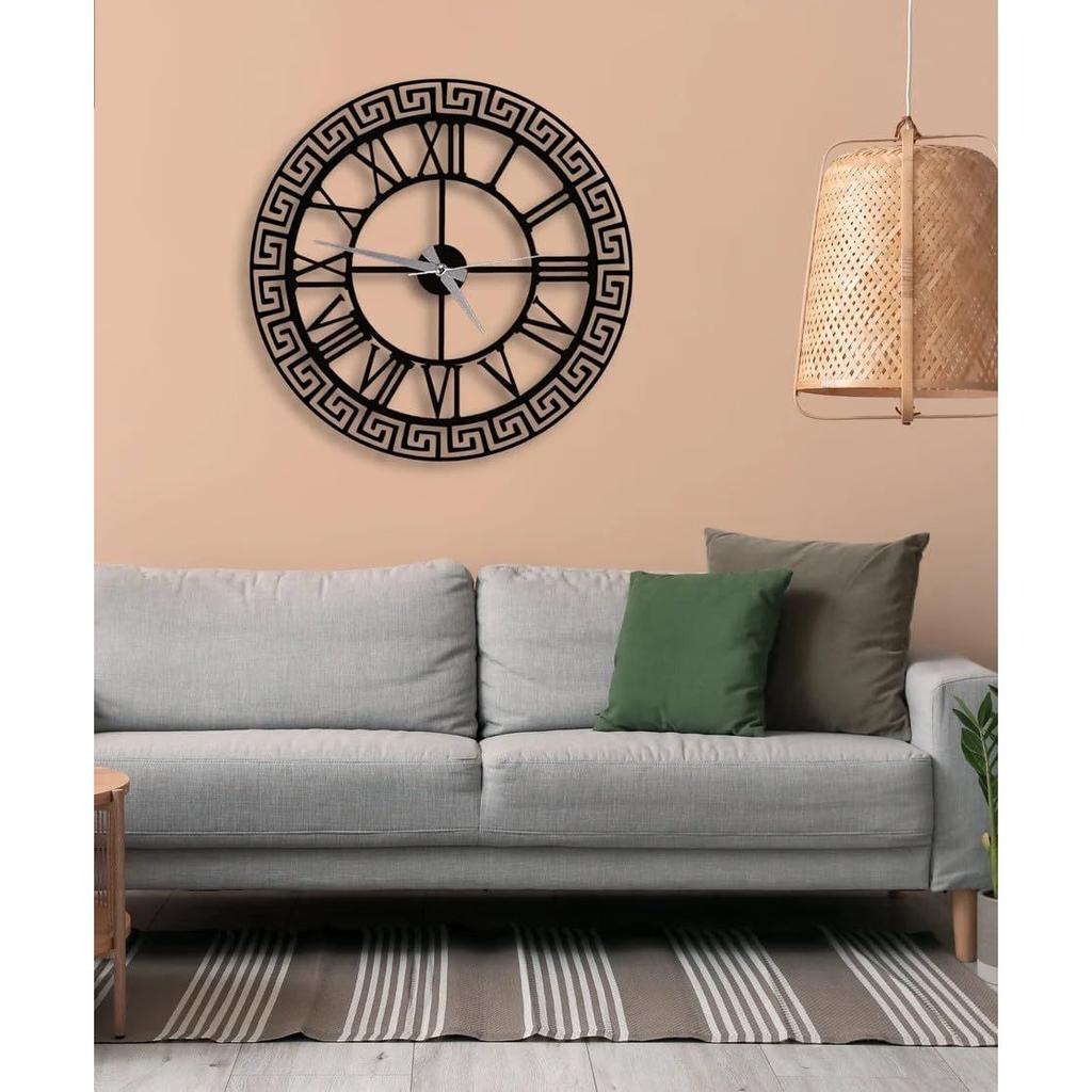 Large World Map Wall Clock, Metal Minimalist Modern Clock, Round Silent Non-Ticking Battery Operated Wall Clocks for Living Room/Home