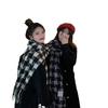 New Black and White Large Plaid Thickened Warm Scarf for Women Winter Korean Student Plaid Tassel Couple Shawl and Scarf