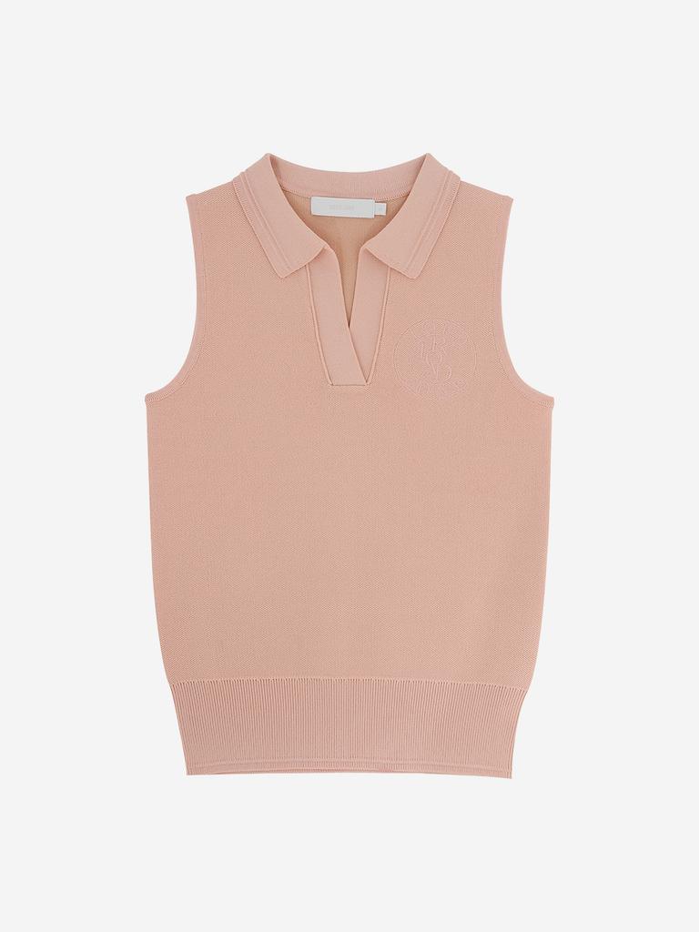 LORDLOAR Signature Collared Sleeveless Knit Salmon