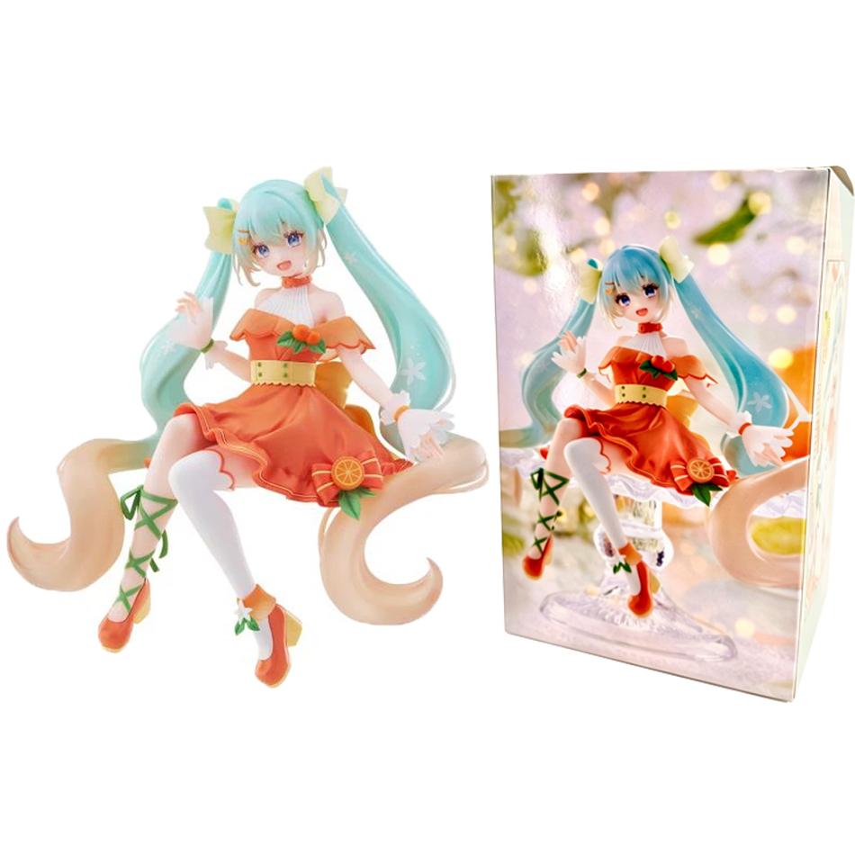 Original Hatsune Miku Vocaloid Prize Figure Green Lemon Theme Sitting Figure Rin Customize Birthday Gift Anime Model